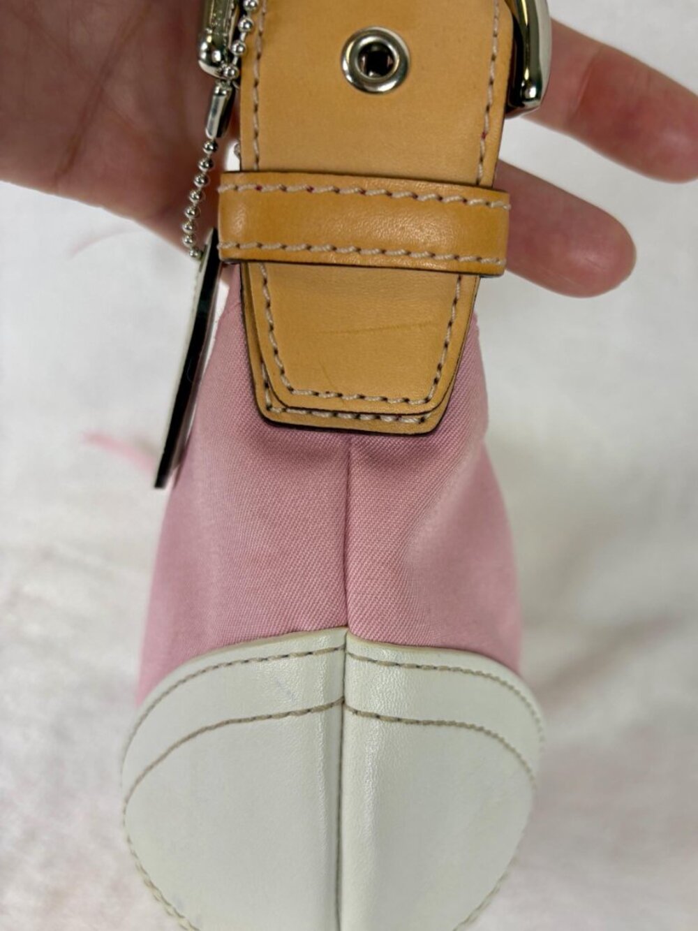 Vintage Y2K Coach Hampton/Soho Small Baby Pink Canvas Hobo - Picture 7 of 16